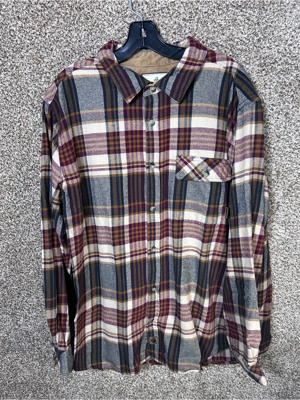 Legendary Whitetails Plaid Button-Down Shirt in Burgundy, Mustard, Cream, Navy
